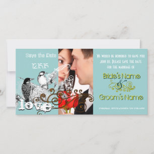 Save The Date Oiseaux de l'amour vintage Sauvegarder la date Vot
