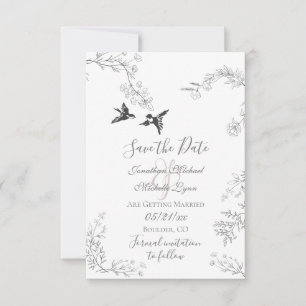 Save The Date Oiseaux et Branches Joli jardin fleuri Mariage