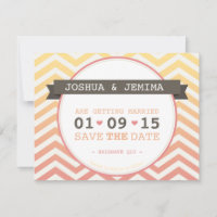 SAVE THE DATE ombre chevron coucher de soleil trop