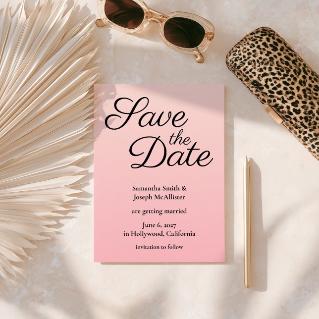 Save The Date Ombre Rouge Clair (Pink Blush Ombre Save The Date)