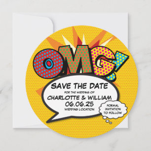 Save The Date OMG Enregistrer la date Fun Retro Comic Book Pop A