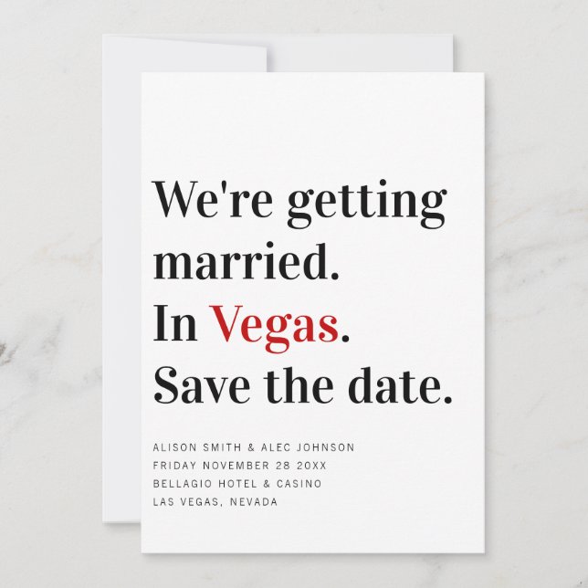 Save The Date On se marie Mariage à Vegas Réserver la date (Devant)