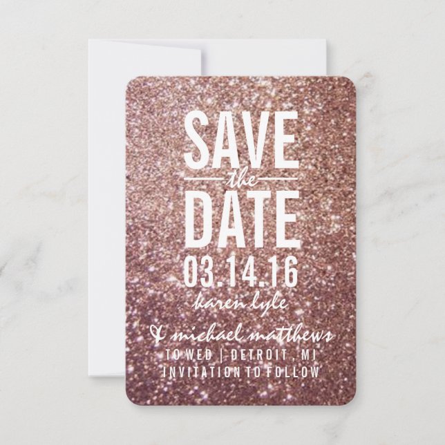 Save the date | onglet Parties scintillant rose (Devant)