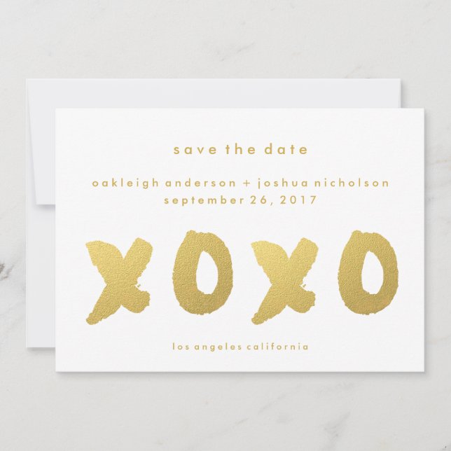 Save The Date Or chic | XOXO Simple Modern Enregistrer la date (Devant)