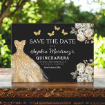 Save The Date Or floral Enregistrer la date Anniversaire Quincea<br><div class="desc">Annoncez votre journée spéciale avec la carte Floral Gold Save the Date Quinceañera. Cet élégant design présente de luxueux accents floraux d'or qui exsument le raffinement et le charme. Parfait pour donner le ton à votre prochaine quinceañera, cette date de sauvegarde combine une touche de beauté royale avec une élégance...</div>