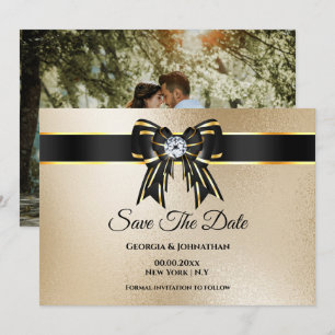 Save The Date Or noir pailleté DIY photo élégant chic luxe