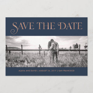 Save The Date Or Rose Art déco Faux   Photo Enregistrer la date