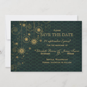 Save The Date or vert Snowflakes Hiver enregistrer la date