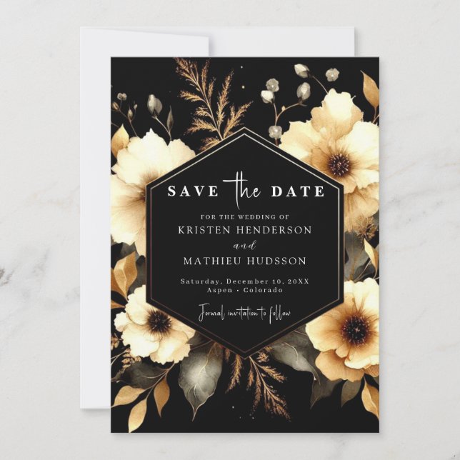 Save The Date Or Whimsical romantique et Mariage noir (Devant)