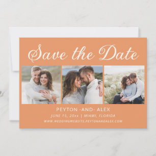Save The Date Orange 4-Photo 2-Faces Mariage Enregistrer la Date