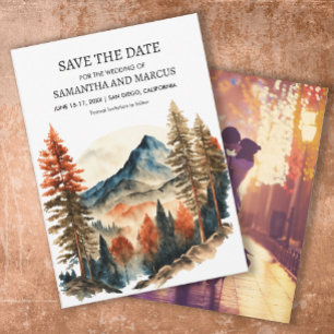 Save The Date Orange Autumn Mountain Mariage Photo Date de sauve