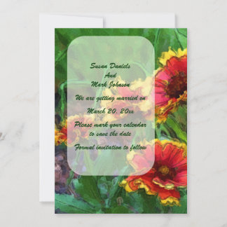 Save The Date Orange Daisy Floral Art Mariage