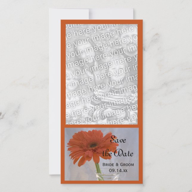 Save The Date Orange Daisy in Vase Wedding Enregistrer la date (Devant)