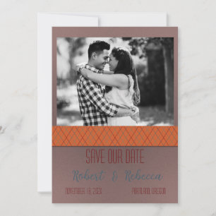 Save The Date Orange et Brown Enregistrer la date