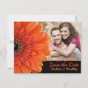 Save The Date Orange Gerbera Daisy Photo Mariage Enregistrer la 
