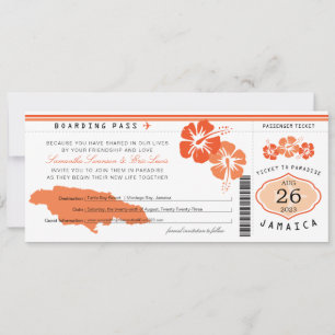 Save The Date Orange Hibiscus Jamaïque Mariage du Pass d'embarqu