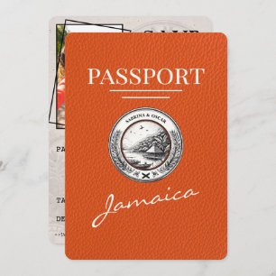 Save The Date Orange Jamaica Passport Enregistrer La Date