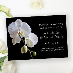 Save The Date Orchidée blanche sur mariage noir Enregistrer la d