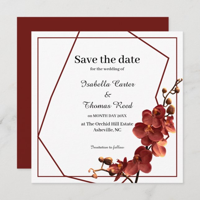 Save The Date Orchidée d'automne Romance Mariage de automne Enre (Devant / Derrière)