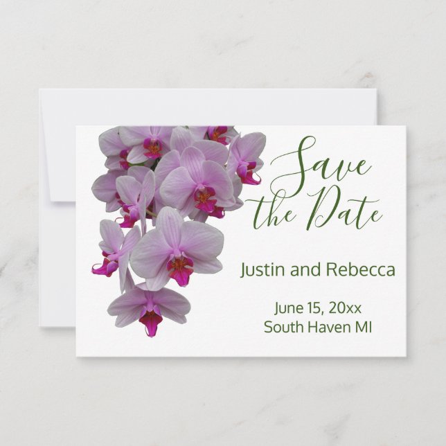 Save The Date Orchidées romantiques modernes roses, photo orchid (Devant)