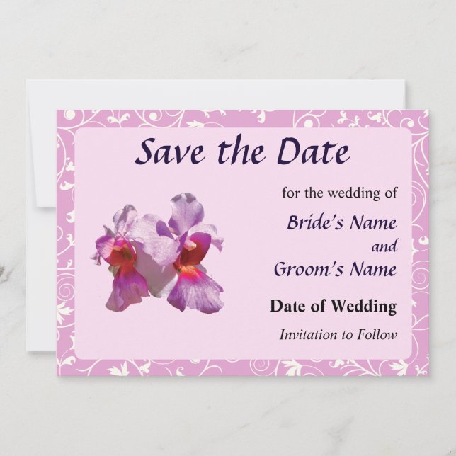Save The Date Orchidées roses Sauvegarder la date (Devant)