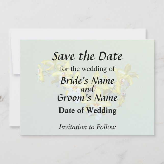 Save The Date Orchidées Vuylstekeara Jaune et Blanc Cœur (Devant)