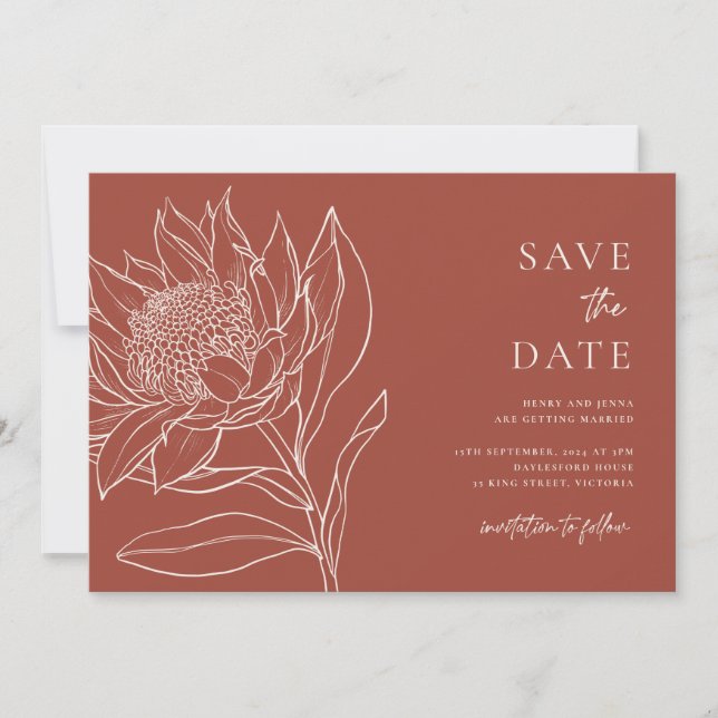 Save The Date Originaire d'Australie Waratah Protea (Devant)