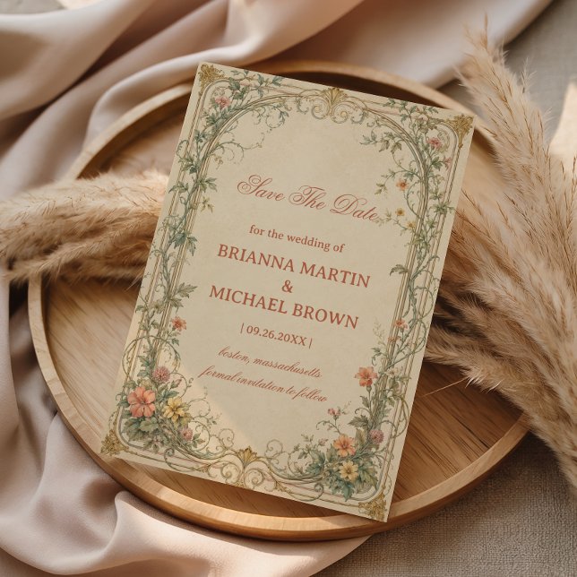 Save The Date Ornement Botanique Vintage (Créateur téléchargé)