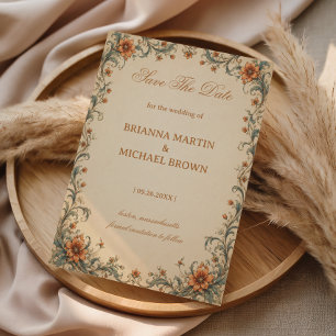 Save The Date Ornemental Floral Romantique Vintage