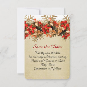 Save The Date Ornements d'hiver Gold/Red Enregistrer la date