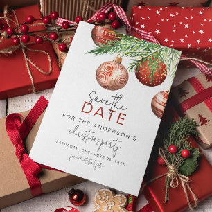 Save The Date Ornements pour l'arbre rouge et or   Fête de Noël