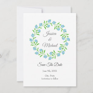 Save The Date Oubliez-moi non aquarelle Floral Wreath