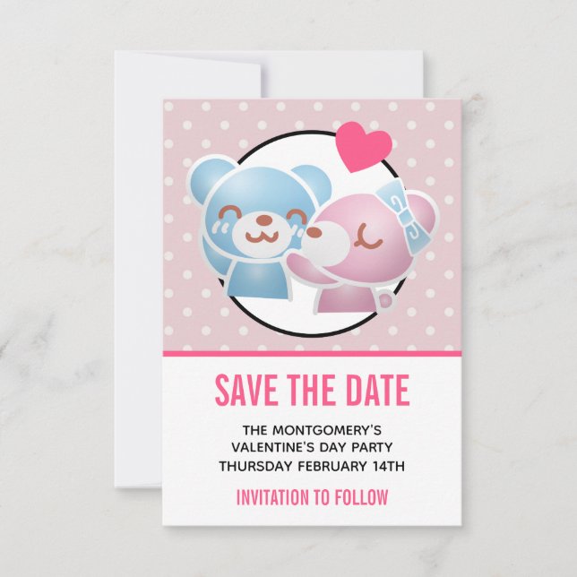 Save The Date Ours KIssing sur Cute Pois et Kawaii (Devant)