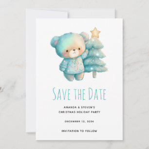 Save The Date Ours mignon et sapin de Noël Noël