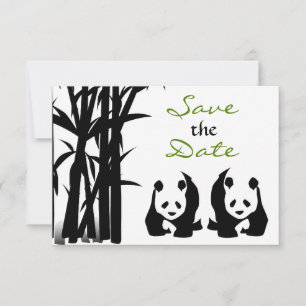 Save The Date Ours Pandas et Bambou Mariage Économisez la Date