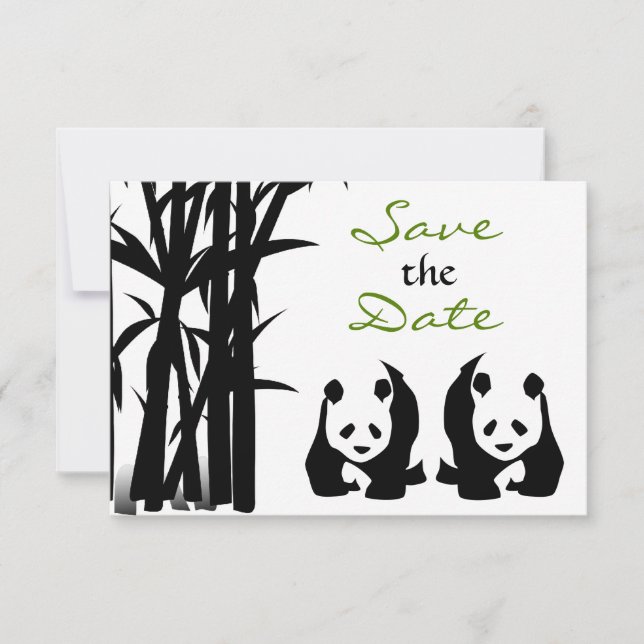 Save The Date Ours Pandas et Bambou Mariage Enregistrer la Date (Devant)
