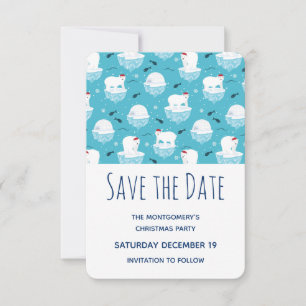 Save The Date Ours polaires mignons à la fête de Noël de Santa H