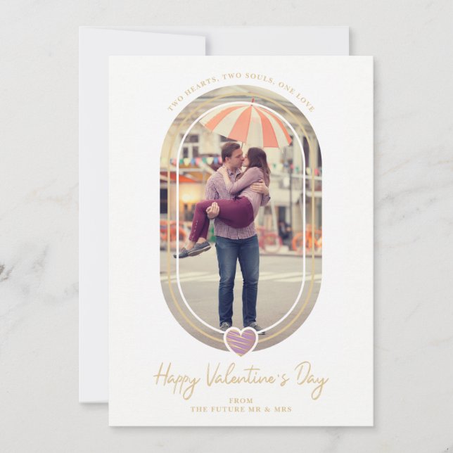 Save The Date Oval Effect Purple Heart Happy Valentine's Day (Devant)