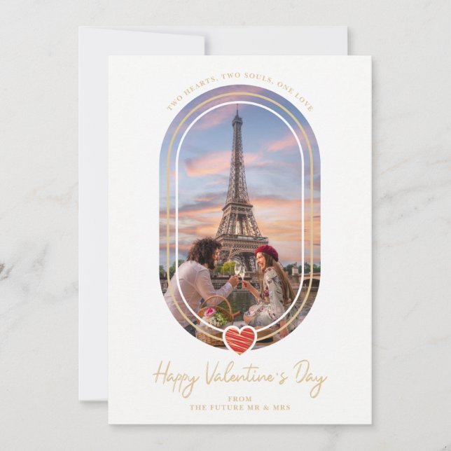 Save The Date Oval Effect Red Heart Happy Valentine's Day Photo  (Devant)