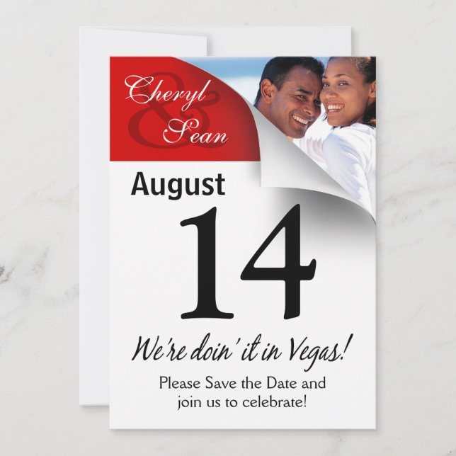 Save The Date Page Calendrier Enregistrer la date Las Vegas Phot (Devant)