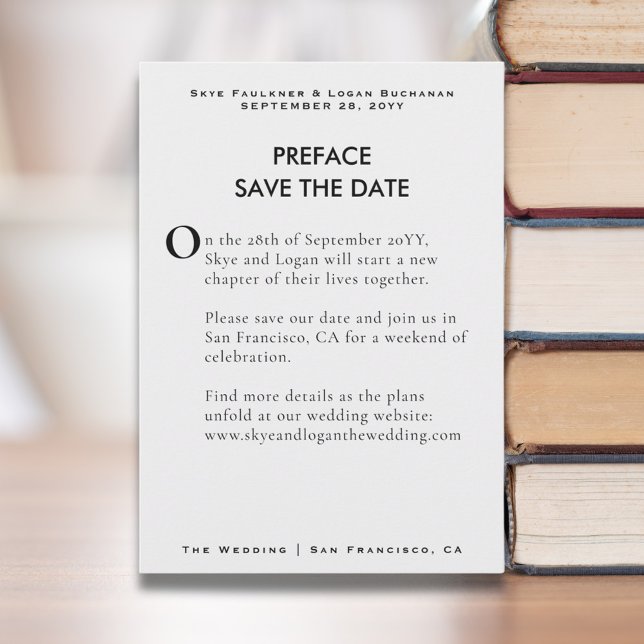 Save The Date Page de livre créative pour annoncer la date du ma (The perfect Preface to your bookish library wedding: A unique book page Save the Date.)