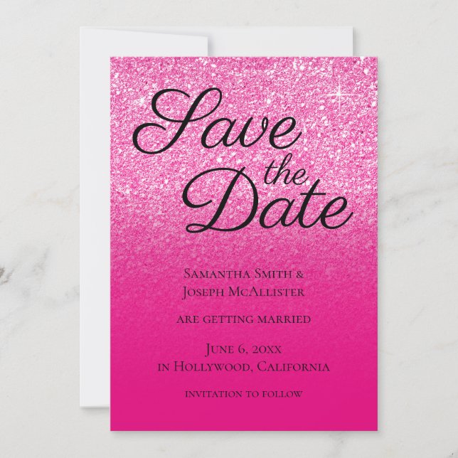Save The Date Pailleté dégradé rose chaud (Devant)