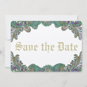 Save The Date Paisley Peacock couleurs mariage Enregistrer la da