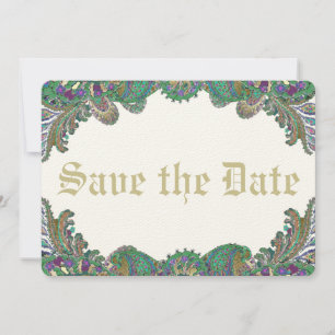Save The Date Paisley Peacock couleurs mariage Enregistrer la da
