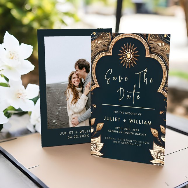 Save The Date Palace Hindi Henna Mehndi Mariage de style indien (Créateur téléchargé)