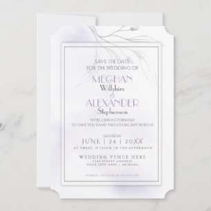 Save The Date Pale Lilac Aquarelle Branche de l'eau d'égout