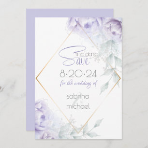 Save the date   Pale Lilac Aquarelle Peonies