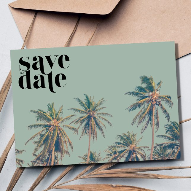 Save The Date Palm Tree Beach Tropical Destination Mariage (Tropical Palm Tree Beach Destination Wedding Save The Date)