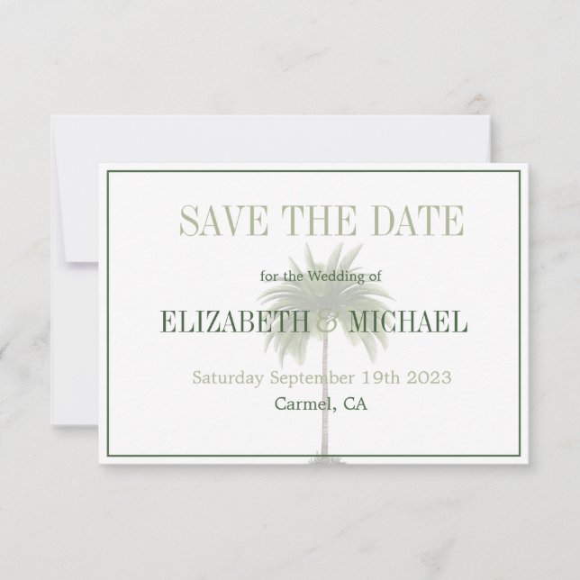 Save The Date Palm Tree élégant mariage moderne Enregistrer la d (Devant)