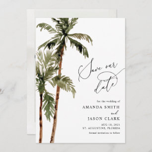 Save The Date Palm Tree Tropical Island Minimal Beach Save The D